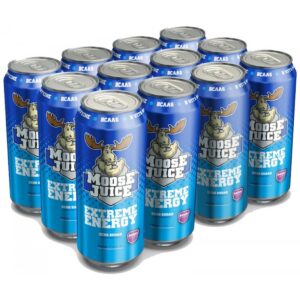 Muscle Moose Juice Energy BCAA Drink Zero Sugar – (12x500ml) Blue Raspberry